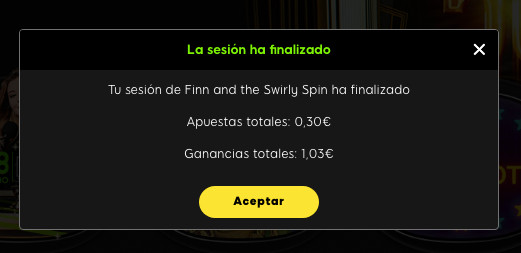 Sesion de Juego en la Slot Finn and The Swirly Spin