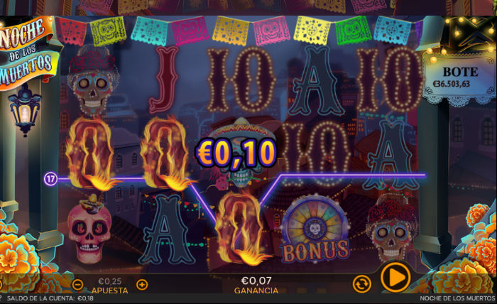 Premios en la slot Noche de Muertos de Netent