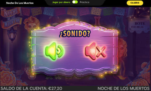 Opciones Sonido Slots Noche de los Muertos