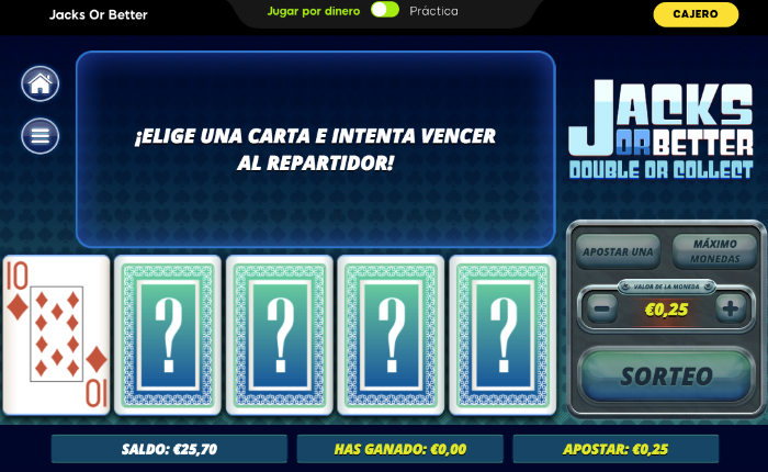 Reglas de la slot de videopoker Jacks or Better